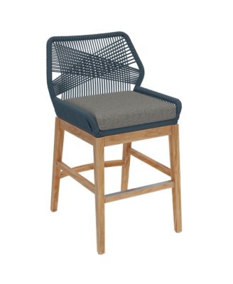 Wellspring Outdoor Patio Teak and Rope Counter Stool