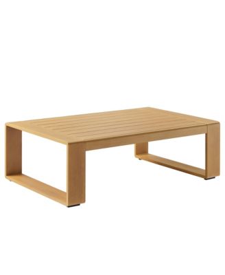 Lirienne Outdoor Patio Aluminum Faux Wood Coffee Table