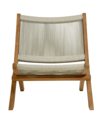 Vienna Outdoor Patio Teak and Rope Folding Accent Lounge Chair