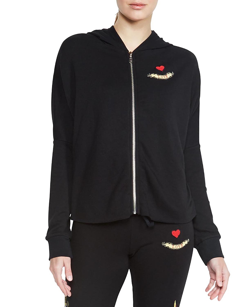 Lauren Moshi Amina Floral Eye Love Hoodie In Black