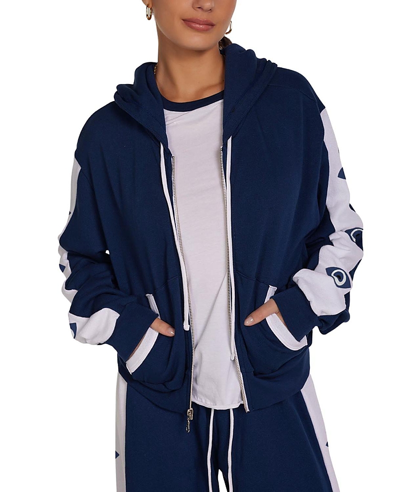 Lauren Moshi Shanley Evil Eye Stripe Hoodie In Blue