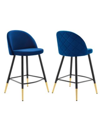 Cordial Performance Velvet Counter Stools, Set of 2