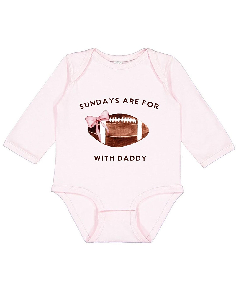 Sweet Wink Girls' Football With Daddy Long Sleeve Bodysuit - Baby In Pink