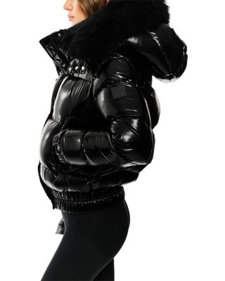 Luxe Stormi Shearling Trim Hooded Down Coat