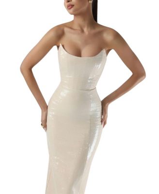 Strapless Sequin Corset Maxi Dress