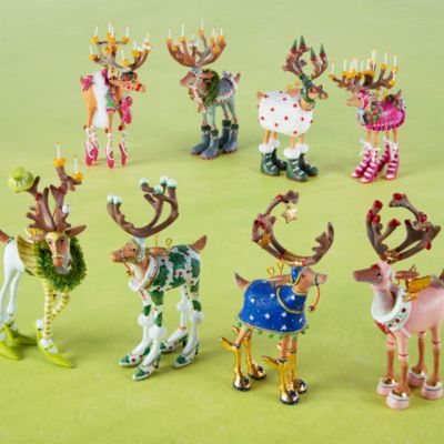 Patience Brewster Dash Away Reindeer Mini Ornaments, Set of 8