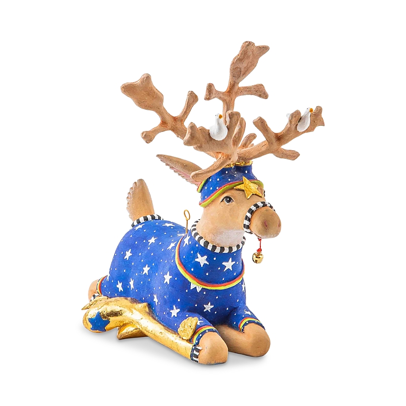 Mackenzie-childs Patience Brewster Dash Away Sitting Comet Reindeer Figure In Multi