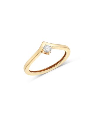 14K Yellow Gold Diamond Chevron Ring