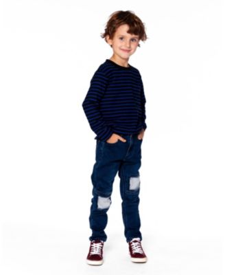 Boys' Long Sleeve Brushed Jersey Striped Tee - Little Kid