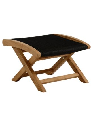Vienna Outdoor Patio Teak and Rope Folding Ottoman