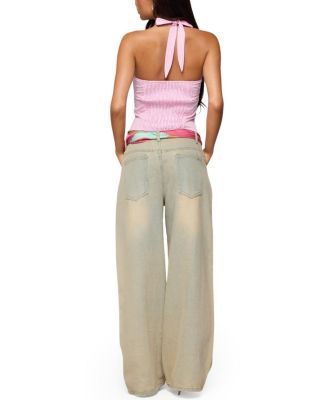 Caitie Striped Buckle Halter Top