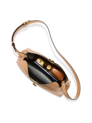 T-Lock Smooth-Leather Convertible Clutch in Medium Bone