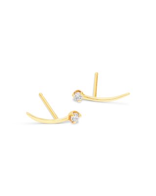 14K Yellow Gold Prong Diamonds Wisp Stud Earrings