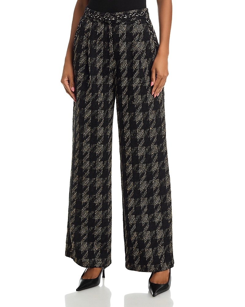 Aqua Metallic Tweed Wide Leg Pants - Exclusive