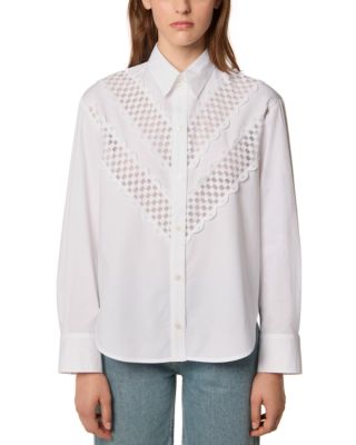 Cotton Shirt with Lace Ribbon