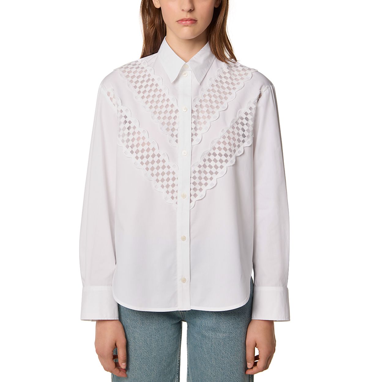 TRESSE Cotton Shirt with Lace Ribbon