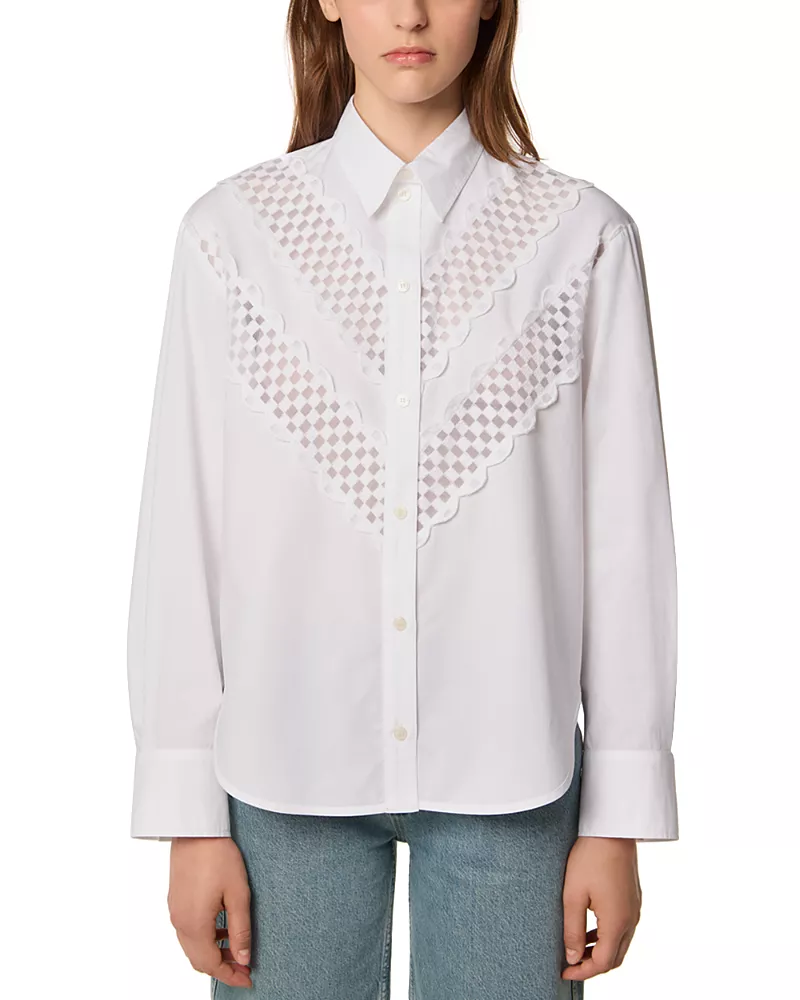 TRESSE Cotton Shirt with Lace Ribbon