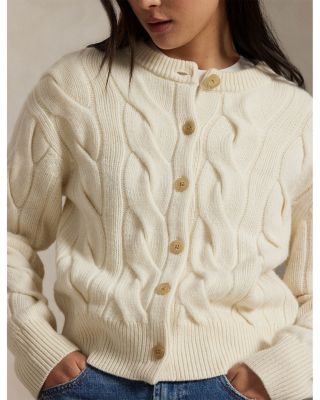 Cable Knit Wool Cashmere Cardigan Sweater