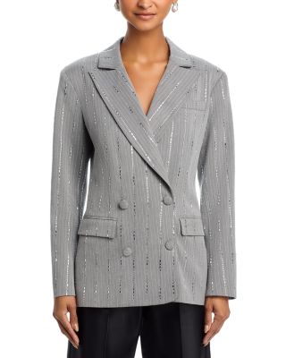 Oversized Crystal Pinstripe Blazer - Exclusive