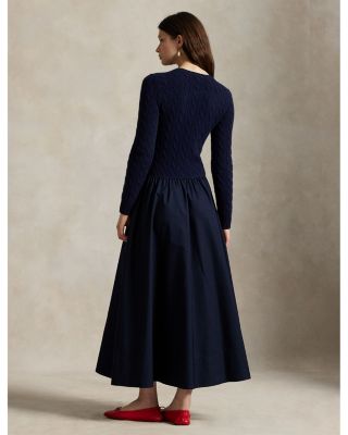 Cable Knit Poplin Dress
