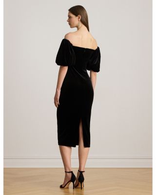 Velvet Bubble Sleeve Cocktail Dress