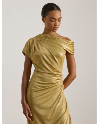 Metallic Off-the-Shoulder Cocktail Dress