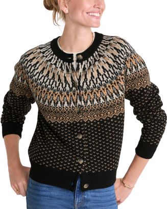 (取寄) ヴィンヤードヴァインズ レディース ウール ブレンド フェアアイル ボタン カーディガン セーター Vineyard Vines women Wool Blend Fairisle Button Cardigan Sweater Jet Black 15176977_fpx.tif?$filterlrg$&