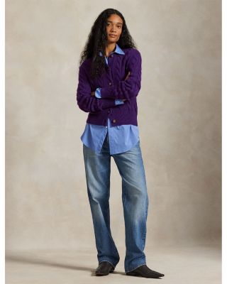 Cable Knit Wool Cashmere Cardigan