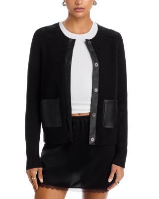 Natalia Faux Leather Trim Cardigan