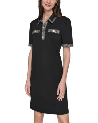 Tweed Trim Polo Dress