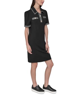 Tweed Trim Polo Dress