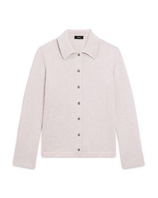 Relaxed Button Up Sweater Shirt in Cashmere Blend