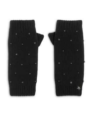 Crystal Bead Faux Fur Lined Fingerless Mittens