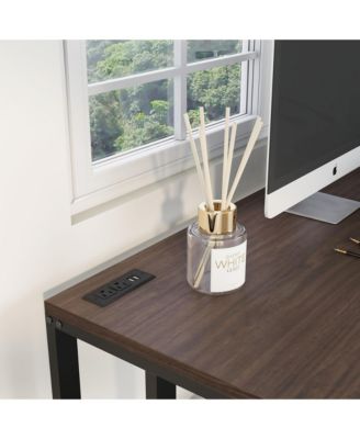 Sanford Steel Base Two-Tone Writing Desk with USB Ports and Outlets