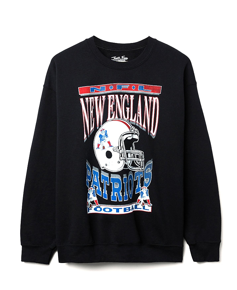 Junk Food Clothing Unisex Nfl New England Patriots Helmet Flea Market Crew Fleece In Black