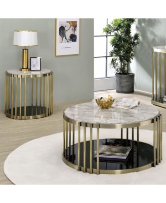 Athens Steel Frame Coffee Table Set with Open Shelf, Set of 2