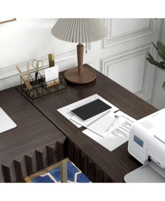 Prelli Steel Base Adjustable Lift Top L-Shaped Writing Desk with USB Ports and Outlets