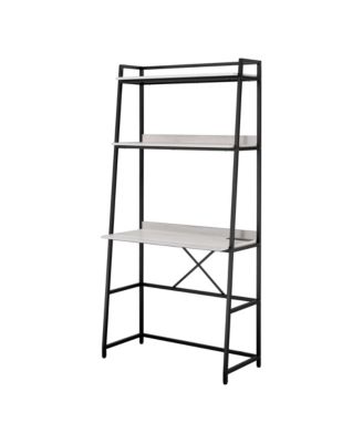 Goshen Steel Base 2-Shelf Writing Desk with USB Port and Power Outlet