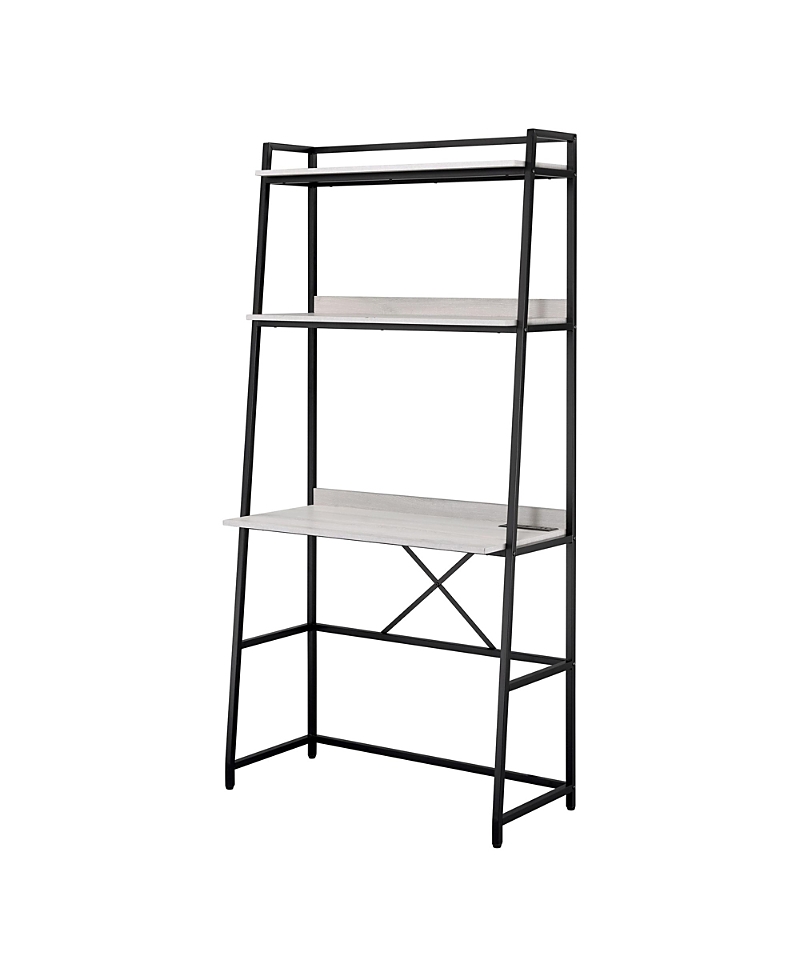 Furniture Of America Goshen Steel Base 2-shelf Writing Desk With Usb Port And Power Outlet In Black