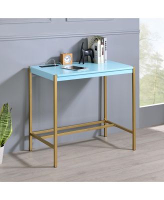 Cuyler Steel Base Writing Desk with USBs and Outlets