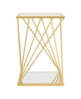 Zari 16-inch Square Side Table with Mirrored Lower Shelf