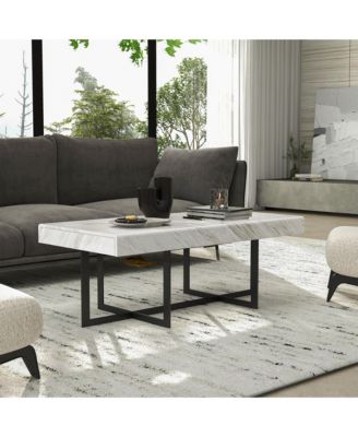Martine 47" Faux Marble Top 2-Drawer Coffee Table