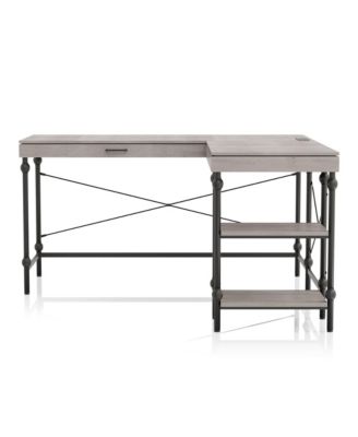 Hudson Steel L-Shape Corner Desk with USBs and Outlets