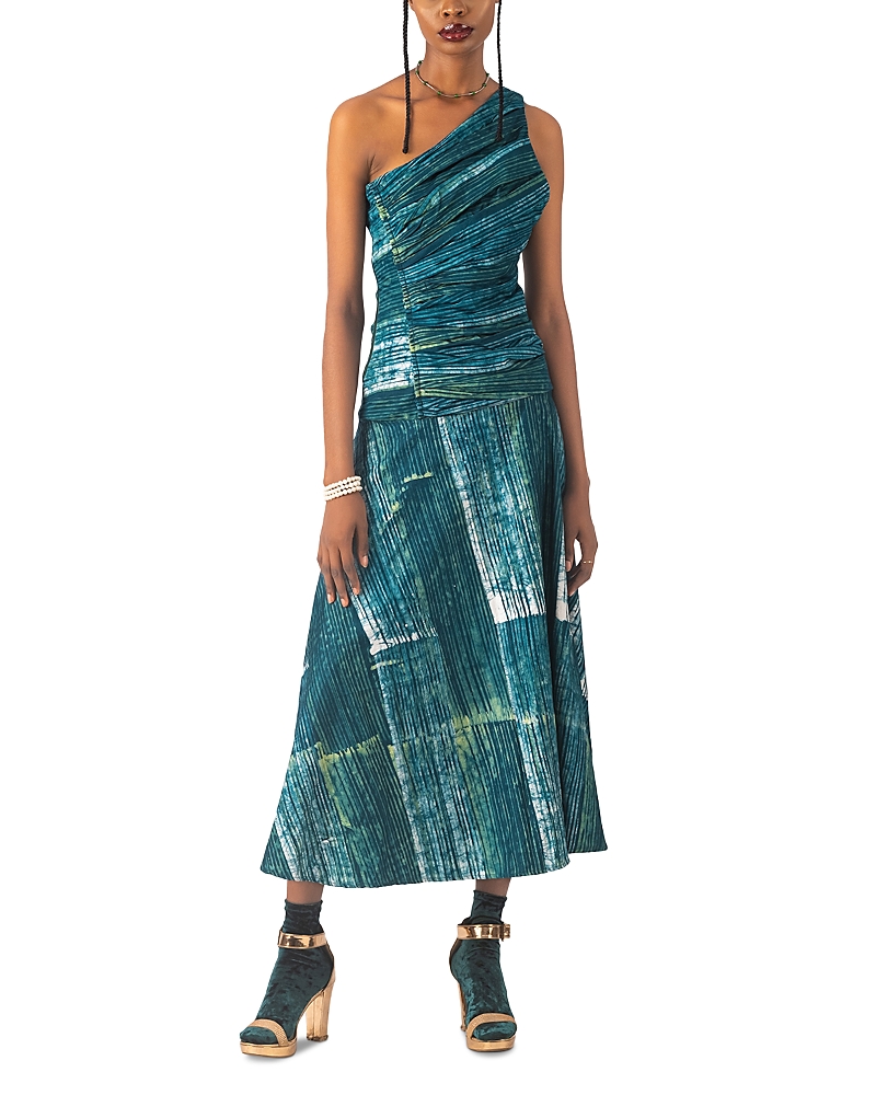 Busayo Tiwa Printed One Shoulder Maxi Dress