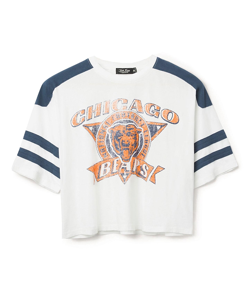 Junk Food Clothing Women's Nfl Chicago Bears Striped Crop Tee In White