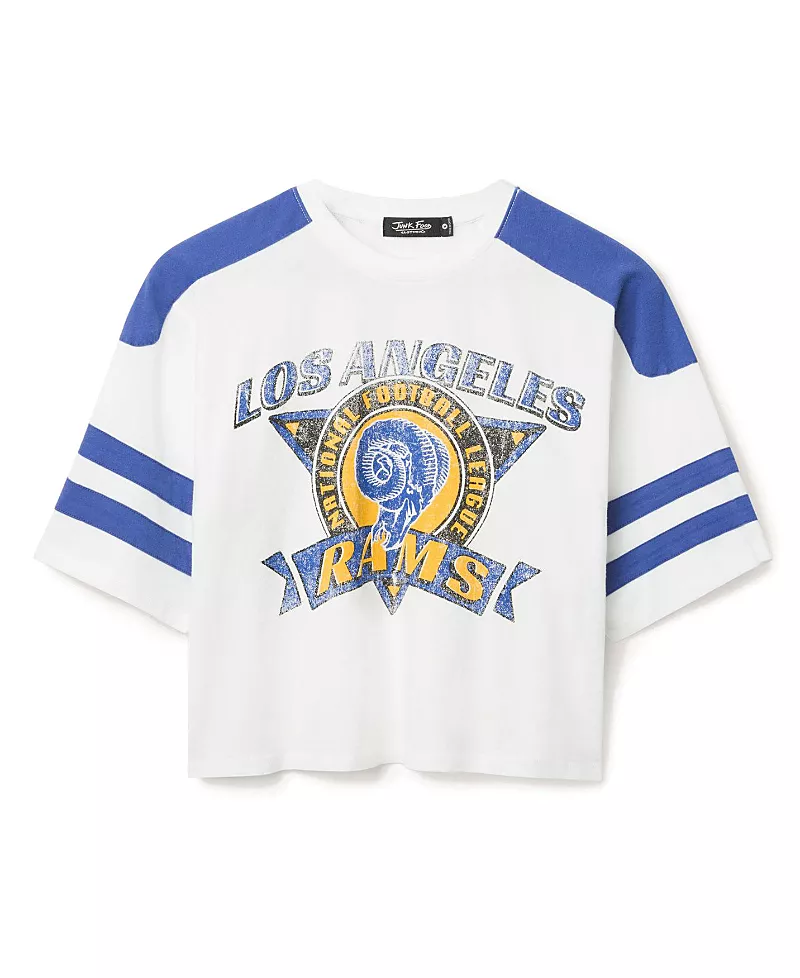 Junk Food Clothing Women's Nfl Los Angeles Rams Striped Crop Tee
