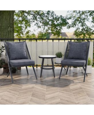 Wolcott Aluminum 1-Open Shelf Patio Table and Chairs, Set of 3