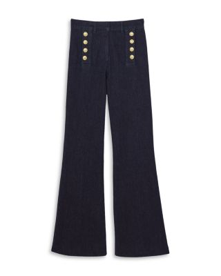 Petites Athena Flared Leg Jeans In Dark Blue