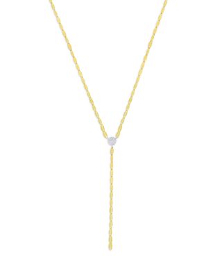 14k White & Yellow Gold Diamond Disc Lariat Necklace, 16-18"