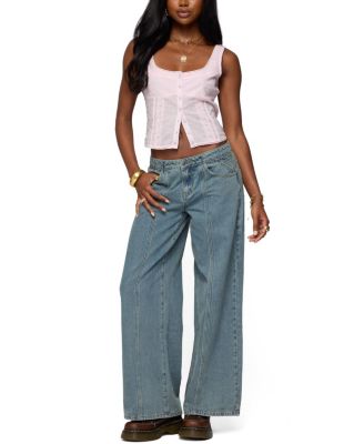 Embroidered Cotton Button Up Top